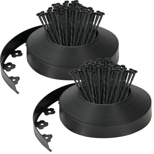Velway Borde de Jardín de Plástico Flexible, Negro, 40 m, 5 cm