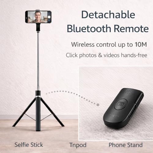 Image of Novobit 3-in-1 Selfie Stick Tripod & Video Recording Stand for Phone with LED Light & Bluetooth Remote | 170cm /67 Inch Vlogging Stand for Reels, YouTube & Video Shooting - iPhone & Android