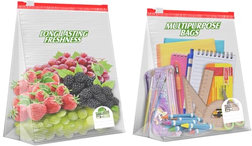 Shalimar Zip 'N' Slider Bags | Combo Pack (Small + Medium + Large) | Pack of 45 Bags | Ziplock/Multi-Purpose Storage Bag | Reusable & Reclosable with Slider Lock | Color - Natural