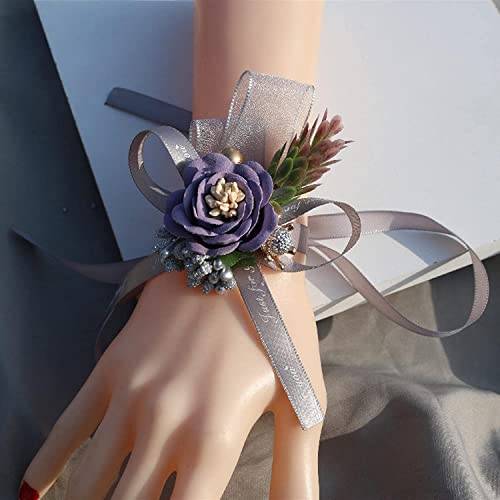 Corsage de poignet et boutonnière de mariage ruban polyester rose - 6