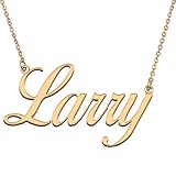 HUAN XUN Personalized Gold Nameplate Necklace Custom Jewelry Gifts for Women Larry
