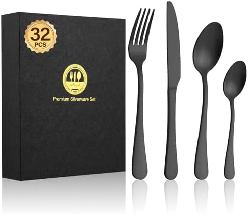 Cutlery Set, BEWOS 24-Piece Stainless Steel Flatware Set, Tableware Silverware Set with Spoon Knife and Fork Set, Service for 6, Dishwasher Safe/Easy Clean, Mirror Polished