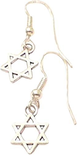 Pendientes colgantes de estrella de David Magen David de plata con estrella judía