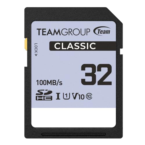 Team チーム 【32GB】 CLASSIC SDHC UHS-I U1 V10 SDメモリーカード Read 100MBs & Write 20MBs SDHC card TCSDHC32GIV1001