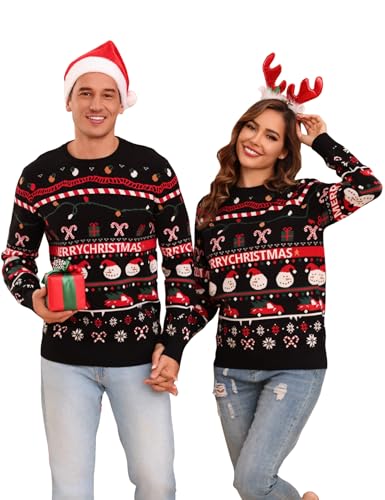 Gyabnw Damen Weihnachtspullover Christmas Strick Sweater Lustig...