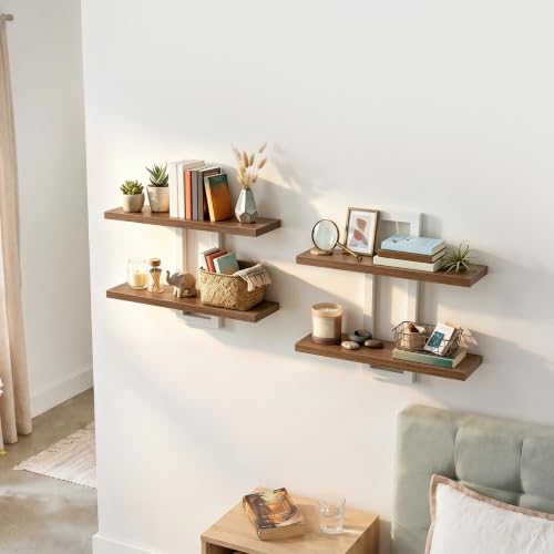 Image of HOOBRO 2-Tier Floating Shelves, 15 Inch Wall Shelf Set of 2