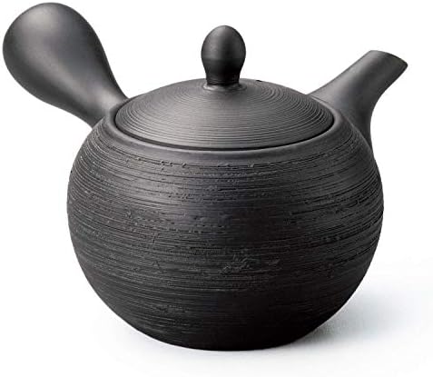 Tokoname Ware F501 Human Water Black Sanai Maru Pine Skin Teapot, 13.5 fl oz (400 ml)