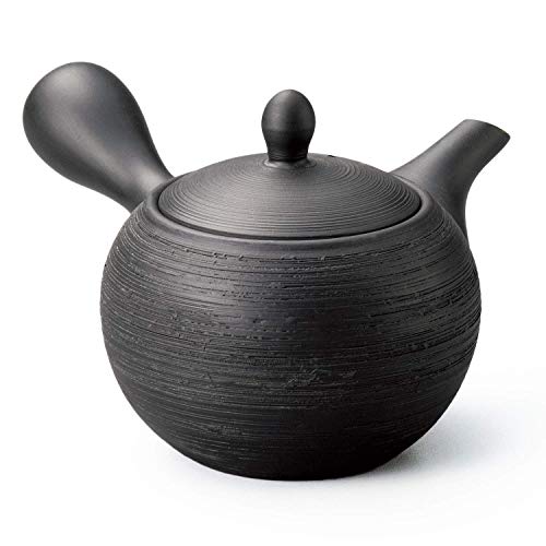Tokoname Ware F501 Human Water Black Sanai Maru Pine Skin Teapot, 13.5 Fl Oz (400 Ml) #TOP2