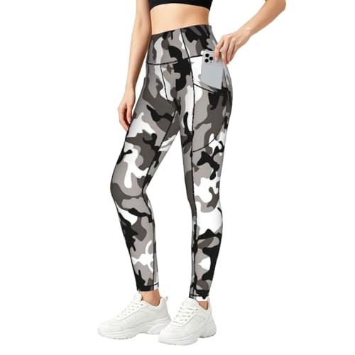 Ropa de gimnasio leggings de compresión mujer fitness camuflaje gris