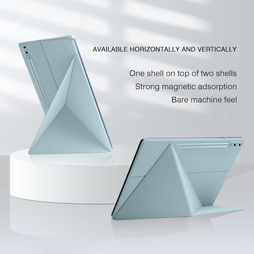 Image of Magnetic Case for Samsung Galaxy Tab S10 Plus 2024 /S9 FE+ /S9 Plus 12.4 Inch 2023 - Model SM-X820 /X826B /X610 /X616B /X810 /X816B Tablet with S-Pen Holder, Auto Wake /Sleep Smart Tablet Cover, Ice Blue
