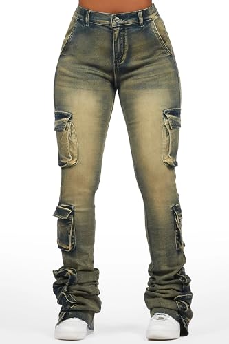 Women's Phoebe ed Dark Wash Super Stacked Jean2