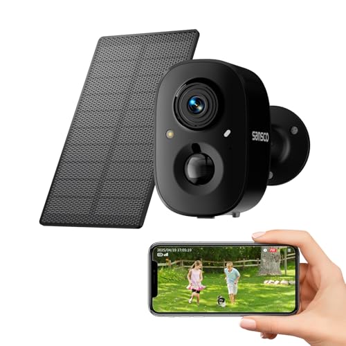 SANSCO Wireless Solar Security Wireless Camera, 4MP WiFi Camera Outdoor with Color Night Vision, PIR Human Detection, 2-Way Talk, Support 2.4GHz&5.8GHz, 1Pack