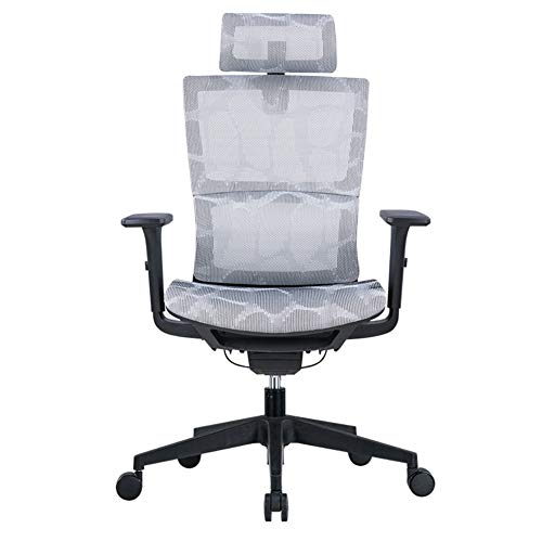 ZMXZMQ Silla De Juego para Computadora De Malla, Silla De Escritorio Ergonómica para Oficina con Reposabrazos Ajustable, con Respaldo Alto Estilo Racing con Soporte Lumbar,Blanco,Nylon Wheel