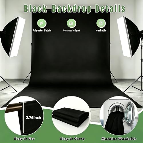 Fondo fotográfico negro 10x20 ft para fotos y video miniatura 6