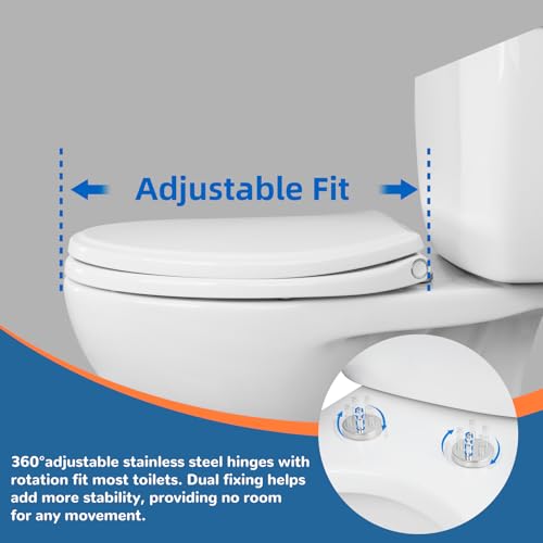 Image of Universal Round Toilet Seat Soft Close Cover, 4 PCS Toilet Bolts, White