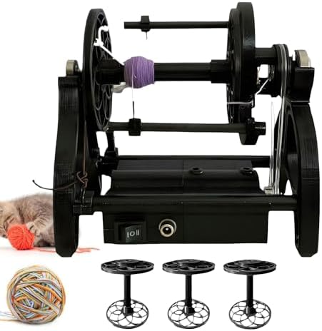 Electric Spinning Wheel - Automatic Knitting Yarn Winding Machine, Max Speed 800 RPM for Yarn Weaving and Blending,Black