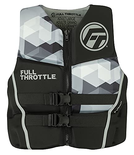 Full Throttle Adult Rapid Dry Flex Back Life Jacket, Grey, 2X-Large