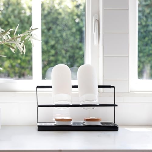 Image of Selegna Baby Bottle & Dish Dryer - Space Saving Narrow Two Tier Tower Over Sink Instant Dry Rack (Black)