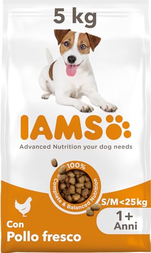 IAMS cibo secco per cani con pollo - Cibo secco per cani adulti a partire da 1 anno di età, adatto a cani di piccola e media taglia, 5 kg