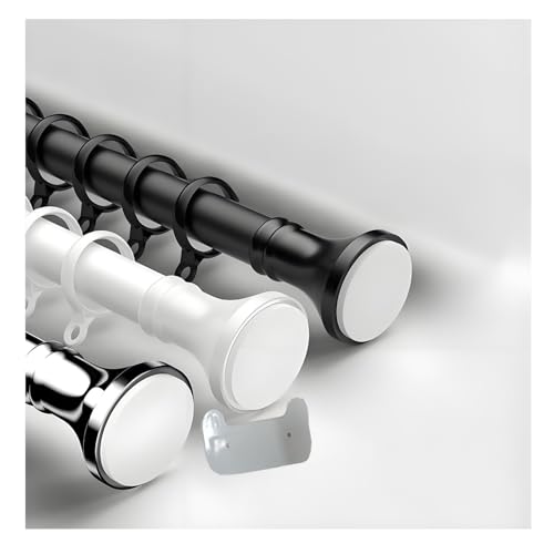 Tringle à rideaux sans perçage réglable noire anti-chute pour murs lisses