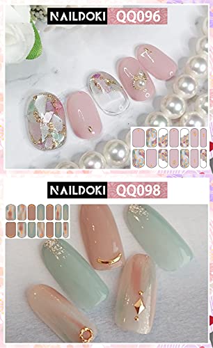 Naildoki Nail Stickers 12 Sheets X 14 Pieces Full Wraps Nail Polish Strips, Self-Adhesive Gel Nail Art Decals For Women Girls #TOP6