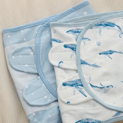 Image of Cotton Swaddles for Newborn, Baby Newborn Swaddle 0-3 Month | 2-Pack Soft Adjustable Newborn Swaddle Sleep Sack, Baby Girls & Boys,Wrap Nursery Infant Swaddling Blankets Blue Whale
