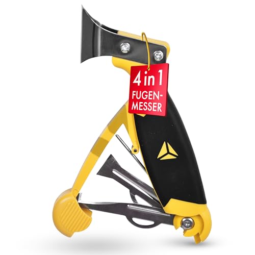 BROSZIO FUGENMESSER 4 IN 1 Silikonentferner mit Klinge Spatel Fugenhaken und Stecher Silikon Abzieher zum Entfernen von Silikon Acryl und Klebstoffresten