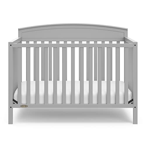 Image of Graco Benton 5 in 1 Convertible Crib with Graco Crib Mattress, Pebble Gray | GREENGUARD Gold Certified, Converts from Baby Crib to Toddler Bed, Daybed and Full-Size Bed, Includes Graco Crib Mattress