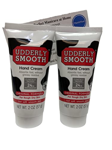 Udderly Smooth Original Formula Travel Size Hand Cream Bundle: (2) 2 Oz Tubes & Thisnthat Tip Card #TOP9