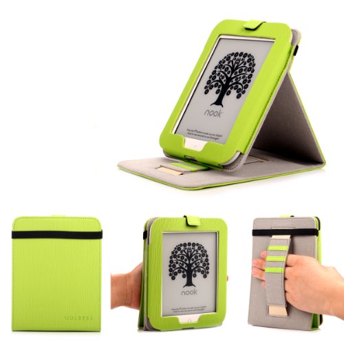 Mulbess - Nook GlowLight 4th Stand Case Cover - Leather Case Cover with Elastic Hand Strap (for Nook GlowLight 4th, Stand Green)