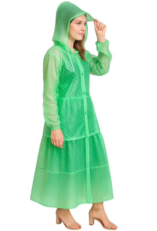 Image of Krystle Rain Coat Waterproof Rain Skirt Top Jacket for Women (Green)