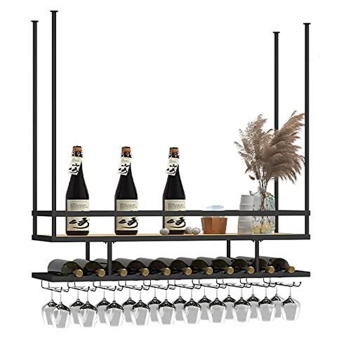 Estante para botellas de vino de hierro y madera 80cm