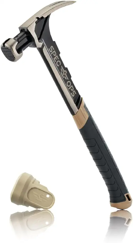 Spec Ops Tools Framing Hammer, Rip Claw, Milled Face, Soft Mallet Cap, Shock-Absorbing Grip, 28 oz, 3% Donated to Veterans