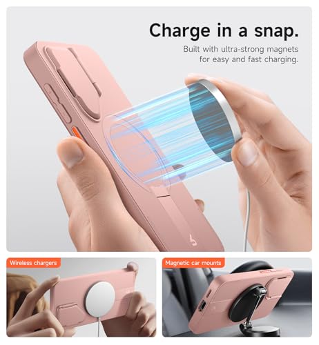 Image of SURITCH for Samsung Galaxy S25+ Plus Phone Case, Magnetic Shockproof Protective Cover with Camera Cover & Adjustable Metal Kickstand for Galaxy S25+ Plus(2025)-Pink