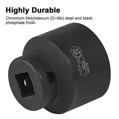 Image of JETECH 1 /2 Inch Drive 32mm Standard Impact Socket, Chrome Molybdenum Alloy Steel, Shallow 6-Point Design, Metric