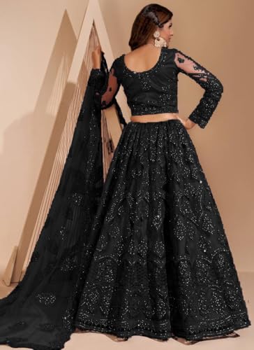 Image of ZAALIMA FASHION Women's Semi Stitched satin blend Lehenga Choli with Embroidered Pattern Unstitched Blouse and Dupatta Set | Women's Lehenga Cholis