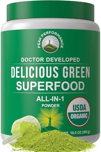 Peak Performance Organic Greens Superfood Powder. Best Tasting Super Greens