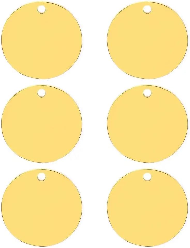 100 PCS Custom Engraved Cat and Dog Tag Pendants Engravable Stainless Steel Pet Tags Blank Pet Tag Nameplate DIY Cat and Dog Tags Pet ID Tag Nameplate,Gold,10 MM