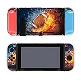 AoHanan Football Ball in Fire and Water Switch Screen Protector Cover Full Accessories Switch Game Case Protection Skin for Switch Console and Joy-Cons
