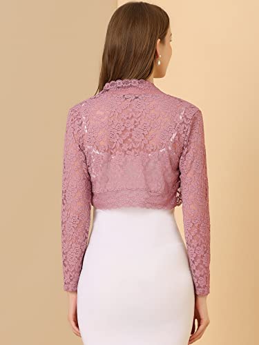 Image of Allegra K Women's Elegant Crop Cardigan Sheer Floral Lace Bolero Shrug Top