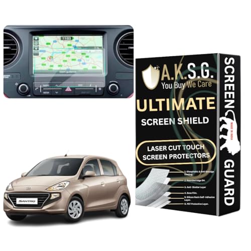 Image of A.K.S.G. 9H Unbreakable Car Infotainment System Screen Protector Compatible With Hyundai Santro 7 Inch [2018-2022] Not a Tempered Glass [Transparent]