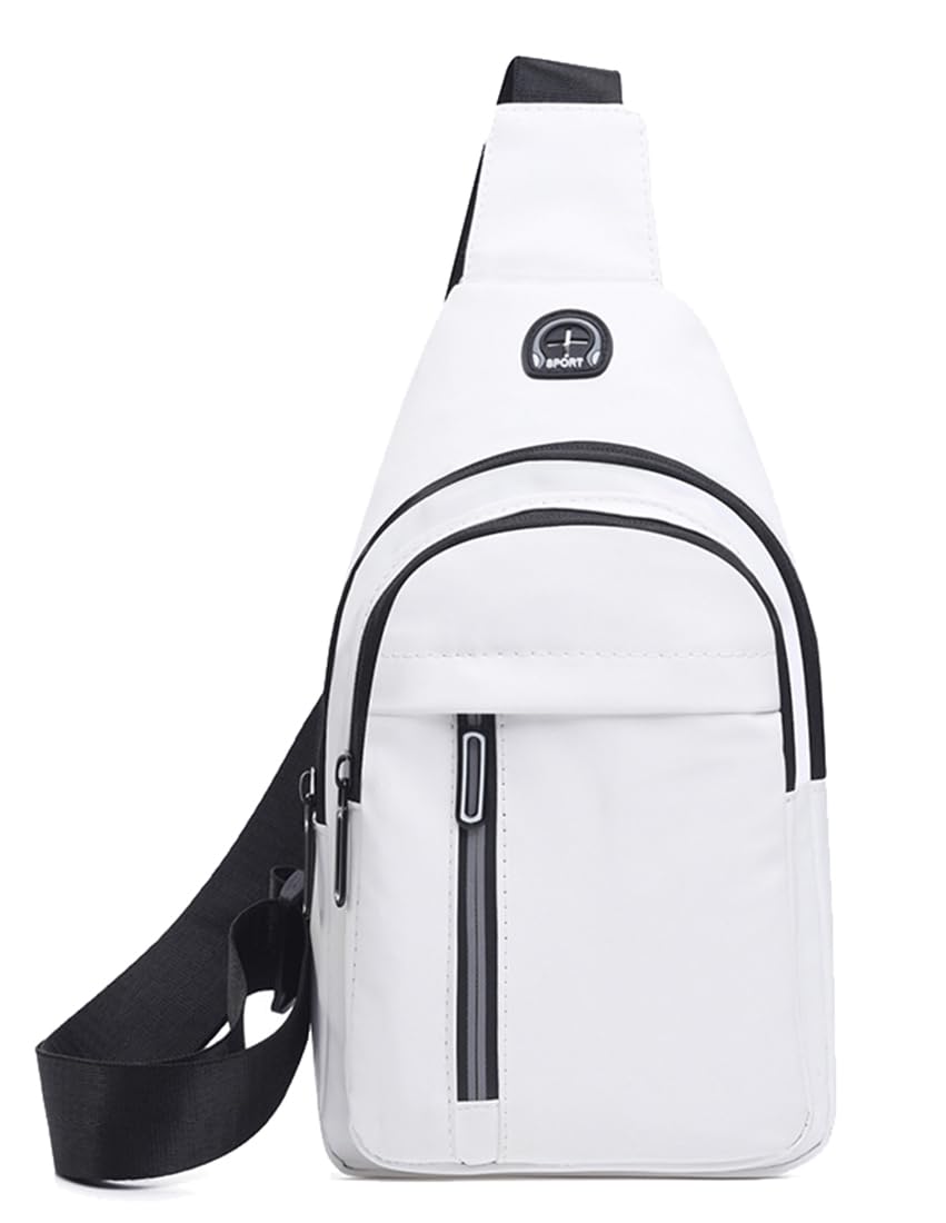 Brymthy Sling Backpacks Chest Shoulder Crossbody Purse Surper Light Handbag for Travel Running Cycling for Men (White 1)