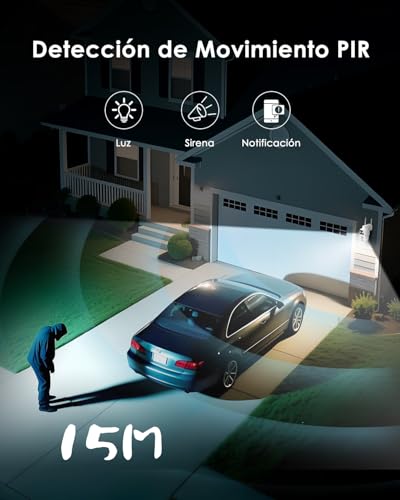 ANRAN 2 En 1 Doble Lente 360°/180° PTZ Cámara de Seguridad Solar, Cámara de CCTV de 3MP Wi-Fi Inalámbrico al Aire Libre con Visión Nocturna en Color, Detección de Movimiento PIR, Audio Bidireccional - imagen 7