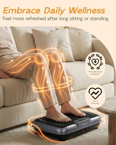 Image of Vibration Plate Exercise Machine, Vibrating Plate for Lymphatic Drainage Weight Loss, Full Body Shake Plate with Resistance Bands, Bluetooth, Vibration Board for Wellness Home Gyms Workout Gifts