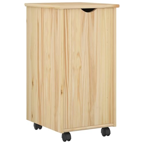 Conteneur de bureau à roulettes en pin massif marron 34cm