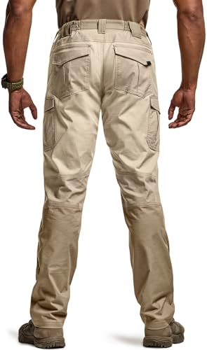 Image of CQR Men's Flex Ripstop Tactical Pants, Water Resistant Stretch Cargo Pants, Lightweight EDC Hiking Work Pants