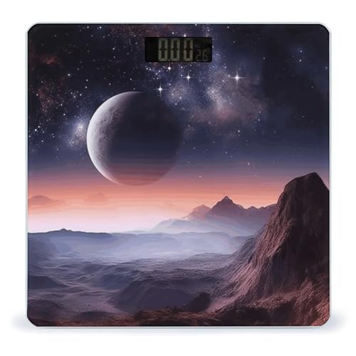 Báscula digital de baño Galaxy Nature Planet con pantalla LCD y vidrio templado miniatura 1