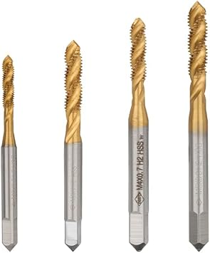 4pcs Spiral Pointed Taps Set M3 M4 M5 M6 HSS Tapping Thread Forming Tap Drill TiN Coated Metric Screw Tap Kit