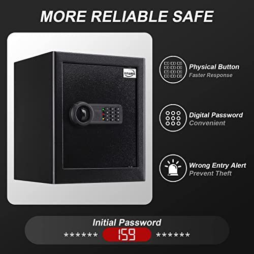 Tenamic Safe Box 1.8 Cuft Fireproof Waterproof Home Safe, Keypad Large Lock Box Cabinet Safes, Solid Alloy Steel Office Hotel Home Safe, Black #TOP5
