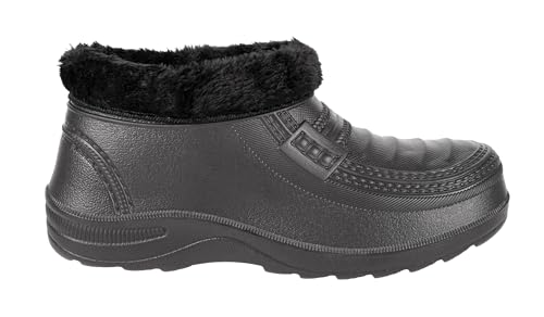 HEYO Gummistiefel Unisex gefüttert Clogs Damen Herren Winterstiefel Leicht EVA Gartenschuhe (Schwarz, EU Schuhgrößensystem, Erwachsene, Numerisch, M, 43)